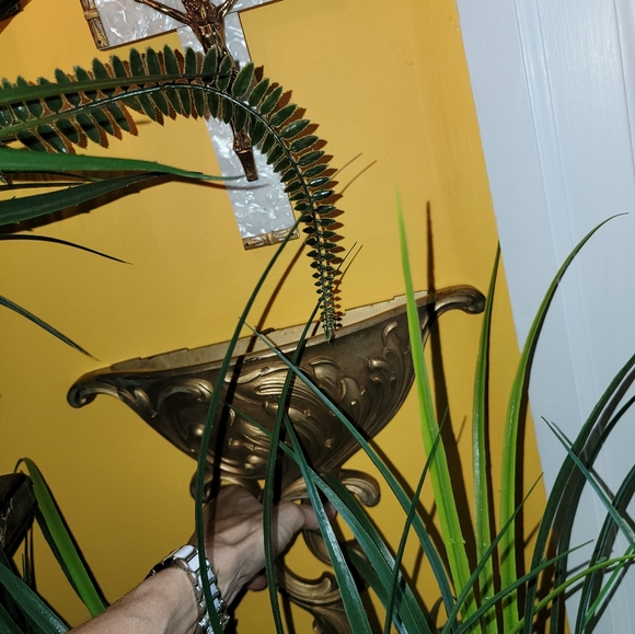 Pair syroco MCM gold wall sconces VINTAGE decor planter - Picture 2 of 14